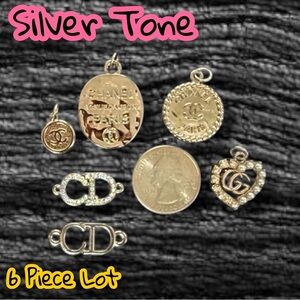 ONLY ONE LEFT - Lot of 6 Designer PREMIUM Silver Tone Zipper Pull Charms